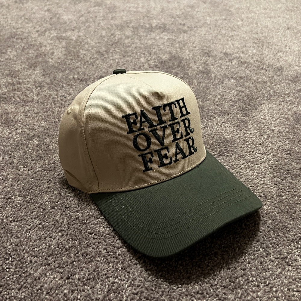 Faith Over Fear Two-Tone Baseball Cap - Beige & Olive
